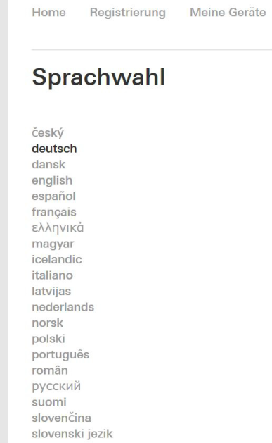 Sélection de la langue du portail des appareils, screenshot